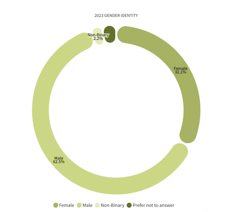 Graph showing the breakdown of gender in DevRel.