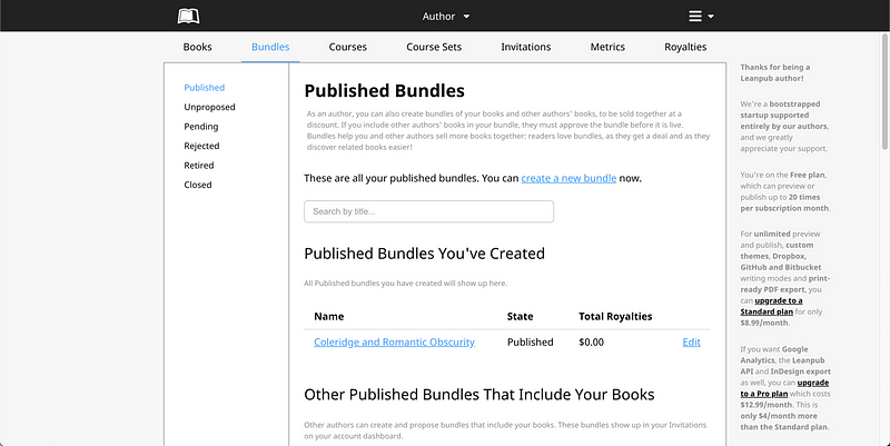 Walkthrough for Self-Published Authors: Creating and Selling a Bundle of Ebooks on Leanpub