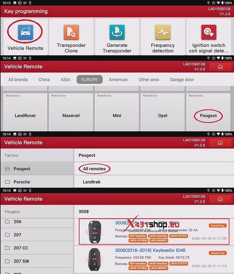 LAUNCH X431 IMMO PLUS_プジョー3008用キーマッチング