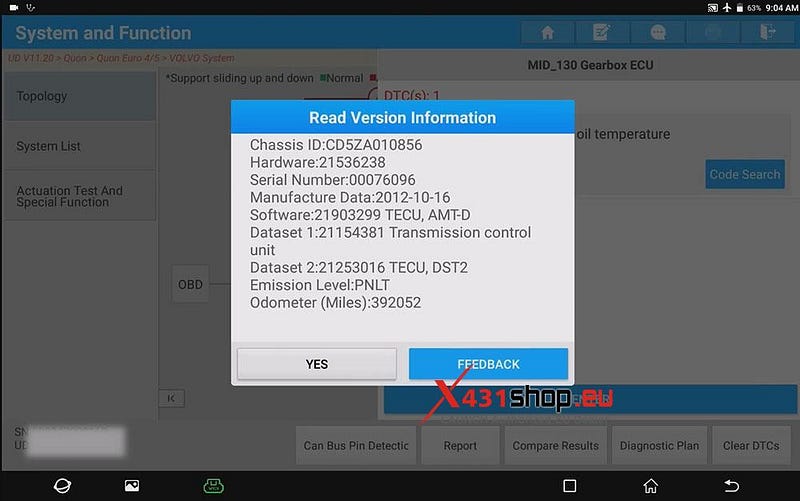 LAUNCH X431 PAD_UD CG5トラックのギアボックスクラッチ学習