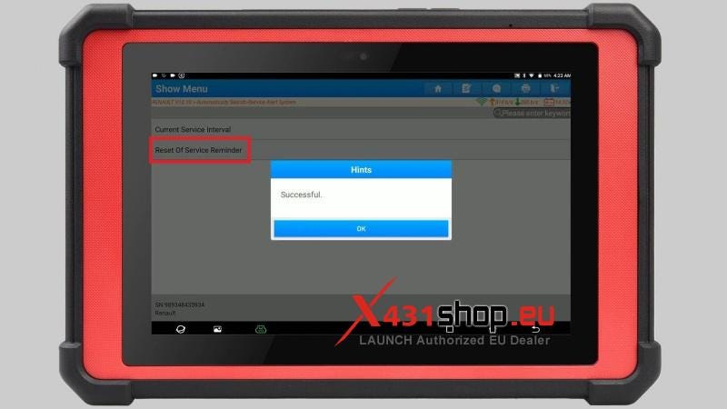 LAUNCH X431 PAD V Elite Renault Truck Oil Maintenane Reset
