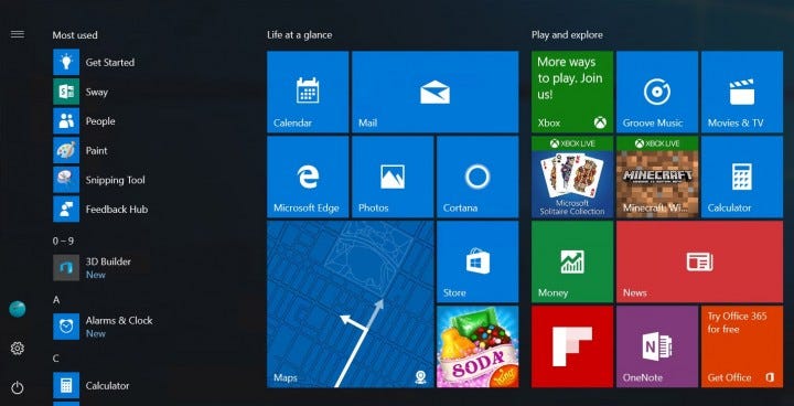 Novo Iniciar do Windows 10 teria menu "hambúrguer" e lista de aplicativos expandida
