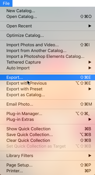 File Export en Lightroom