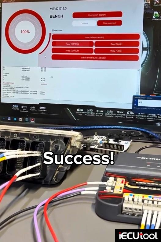 FormulaFlash Read BMW MEVD17.2.3 ECU on Bench