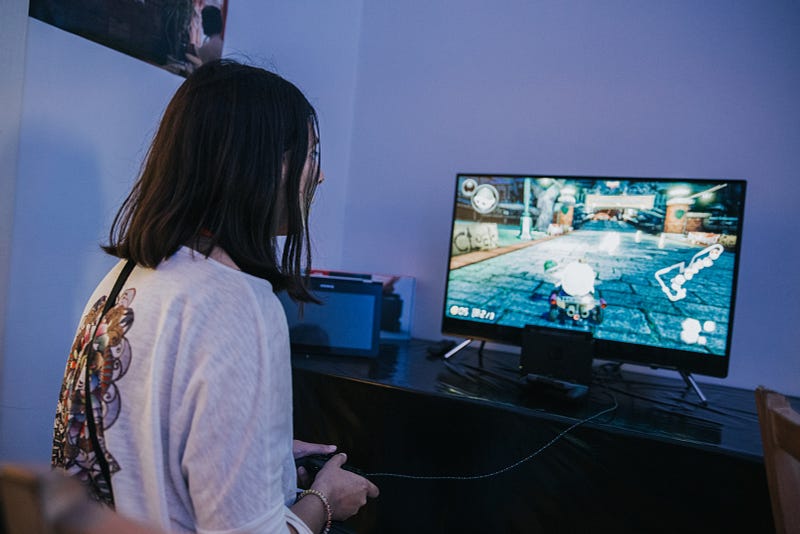 A person playing videogames