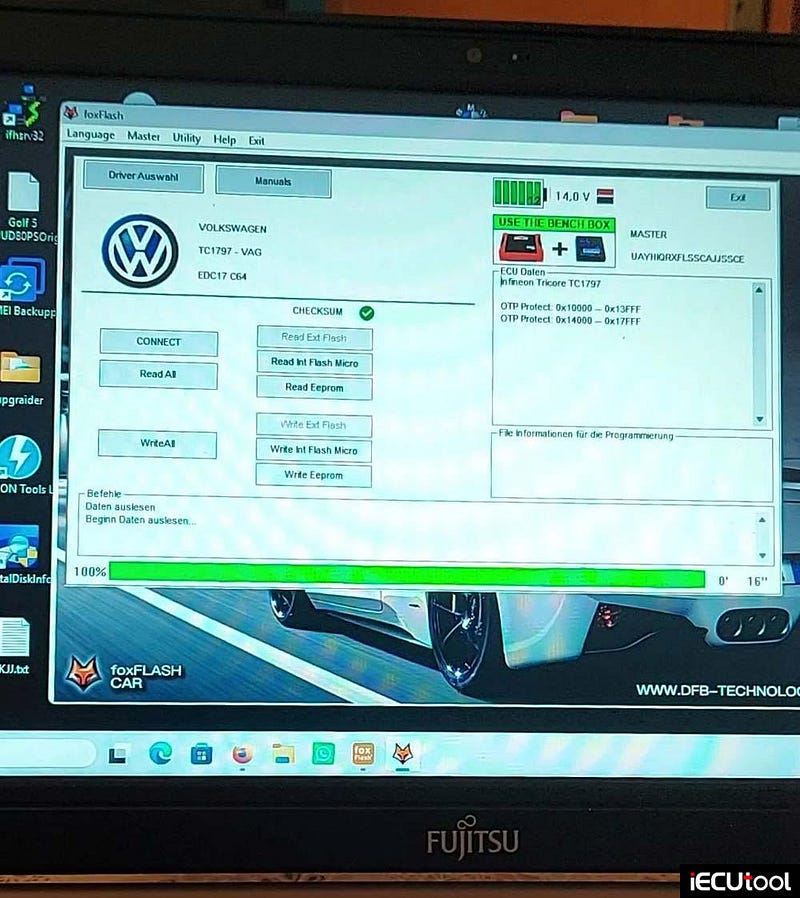 Foxflash Read and Write VW Golf 7 EDC17C64 on Bench