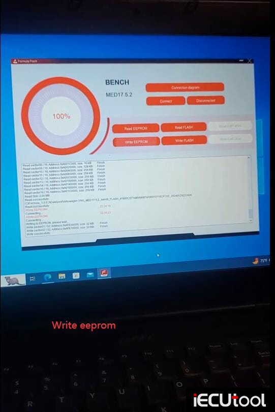 FormulaFlash Read and Write VW MED17.5.2 ECU on Bench