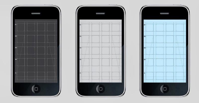 Grids used in iPhone homescreen layout.