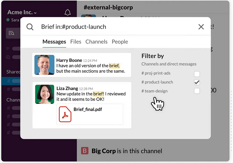 Slack interface