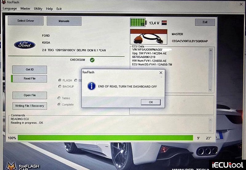 Foxflash Read and Write Ford Kuga DCM6.1 ECU via OBD