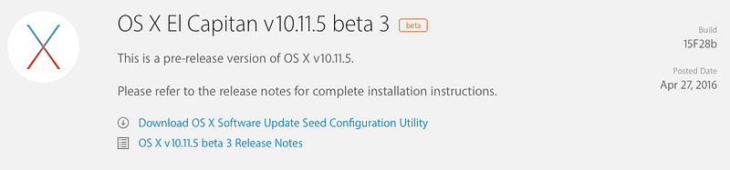 OS X El Capitan Developer Beta 3