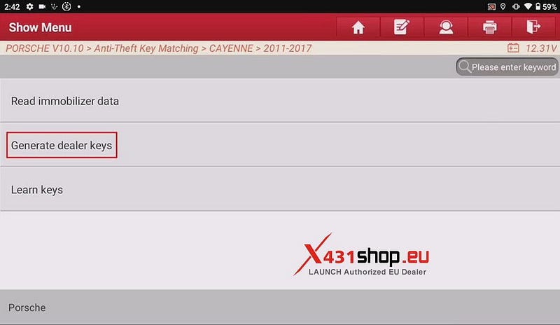 Add keys to Porsche Macan using LAUNCH X431 IMMO PLUS