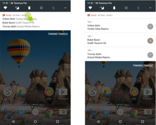 android 7 yeni bildirim ayrıntılı gösterim