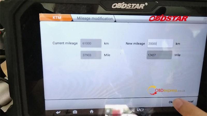 OBDSTAR MS80 2014 KTM 1190 走行距離計再校正