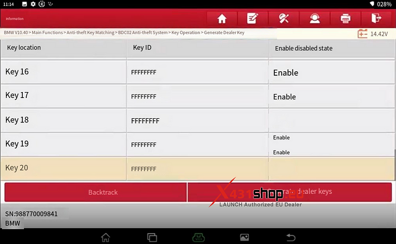 LAUNCH X431 IMMO Tool Add BMW BDC2 key
