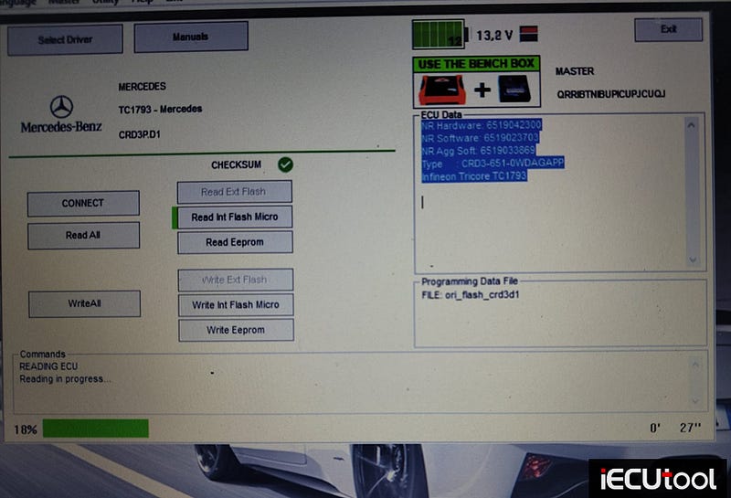 Foxflash Read and Write Mercedes CRD3P.D1 ECU on Bench