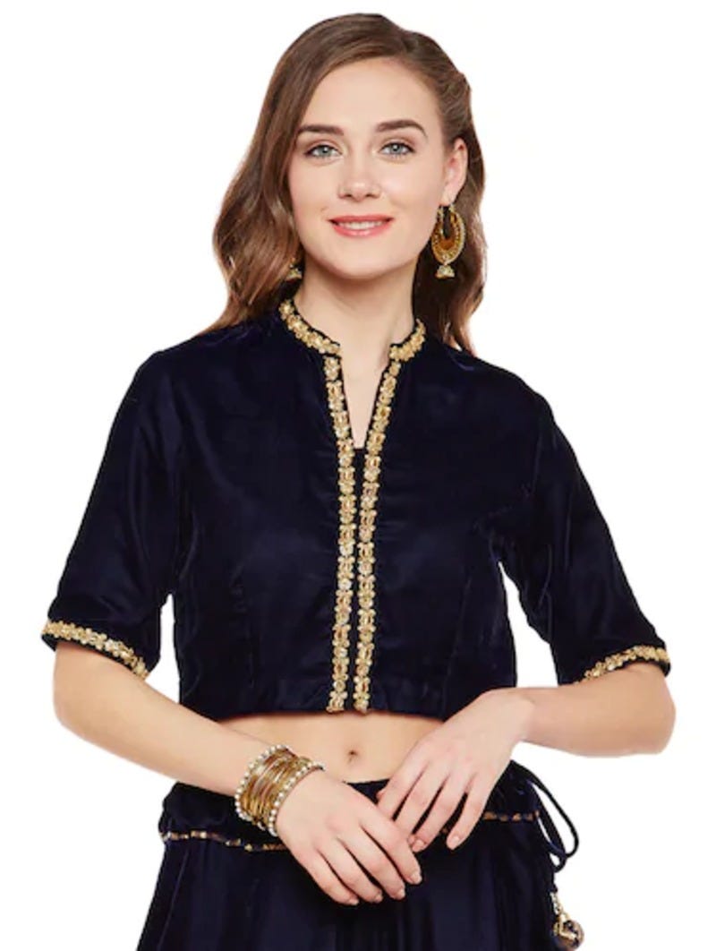 Blue velvet blouse designs