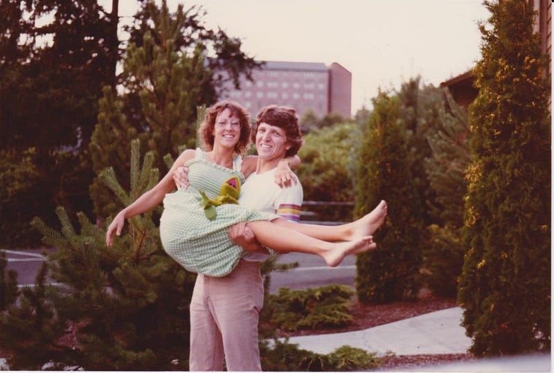 Western Washington University alumni Ken Lamarche and Susie Inman pose for a picture outside of the Edens Hall dormitory in the early 1980’s. Courtesy photo compliments of Ken and Susie Lamarche. 