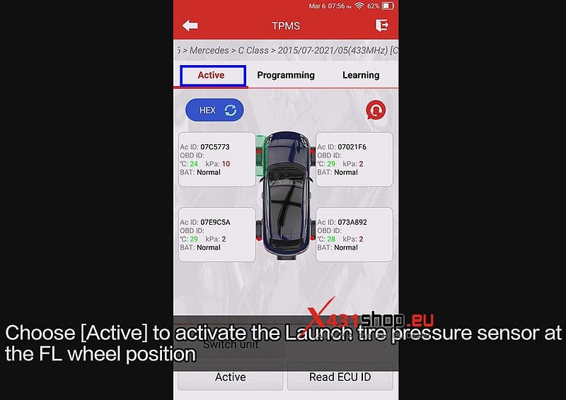 LAUNCH CRT5011 V2_Replace Benz C260L Tire Pressure Sensor