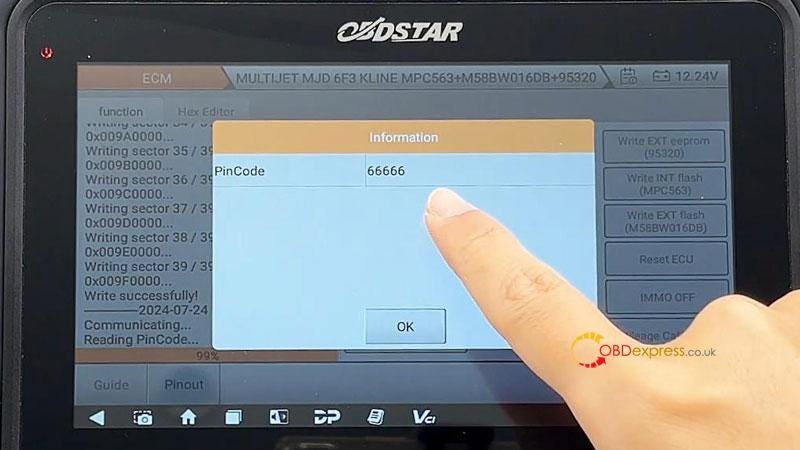 OBDSTAR DC706 Fiat MJD 6F3 IMMO On_Off, Read PIN, Reset Mileage