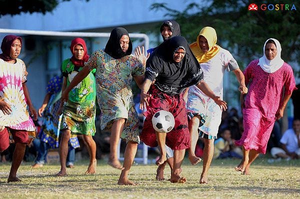 Islamic man or women playing football or soccer