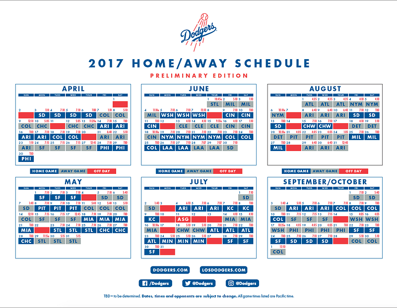 2017 Dodgers schedule: All you need to know – Dodger Insider