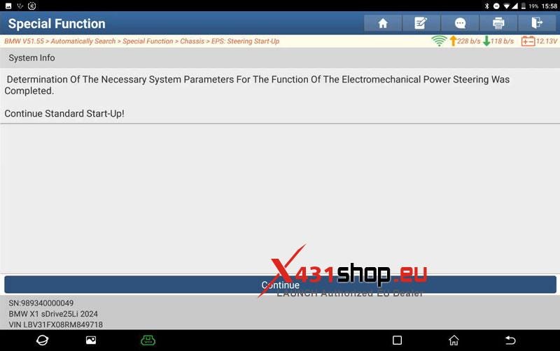 LAUNCH X431 PAD V Perform 2024 BMW U12  EPS Start-Up