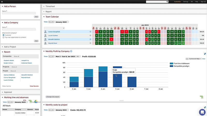 BeeBole timesheet and scheduler