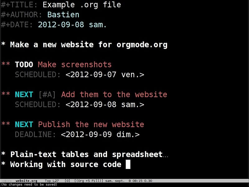 Org-Mode — note-taking app