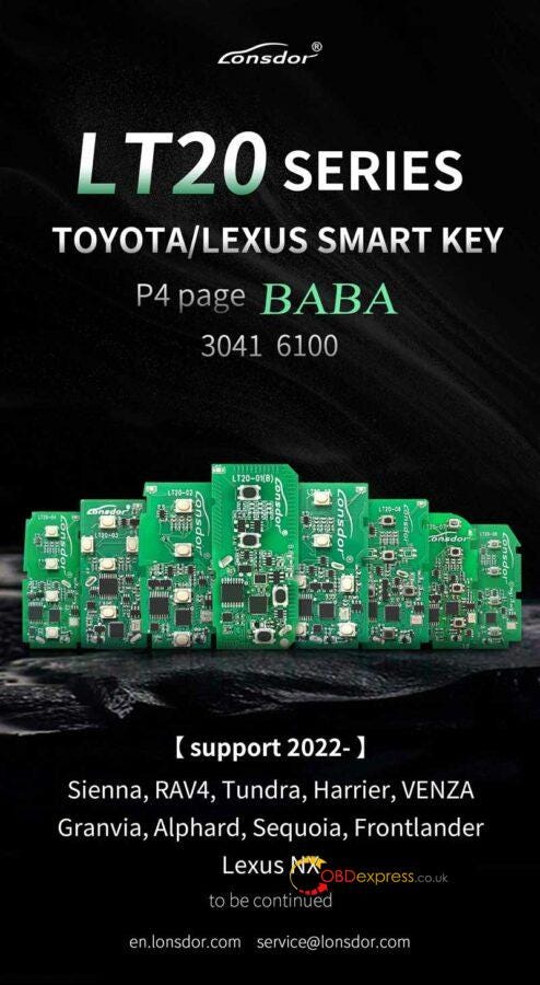 Lonsdor LT20 Toyota Lexus Smart Key صفحه P4 در زیر اضافه شد