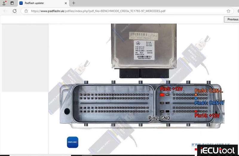 PADFlash Read and Write Benz CRD3.10 ECU via OBD and Bench