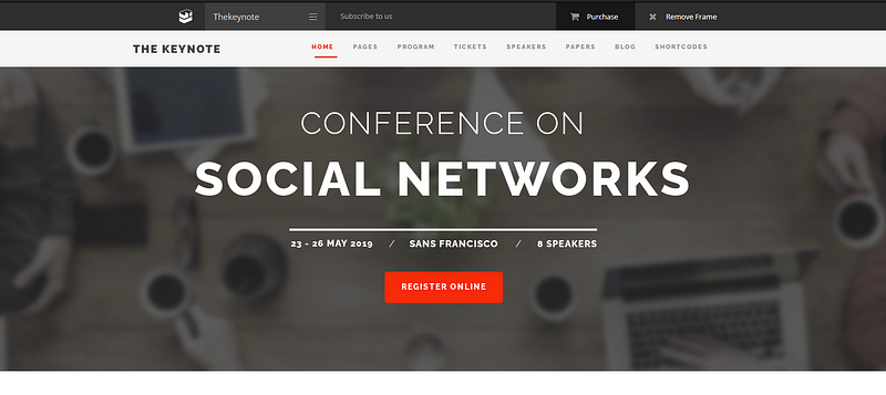 The Keynote is a WordPress theme for events, conferences, or summits with modern, clean design.