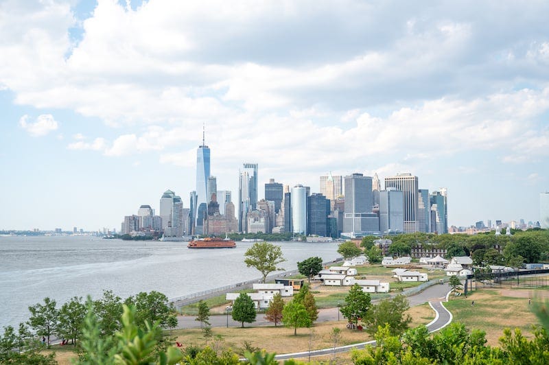 Manhattan skyline view from Governors Island