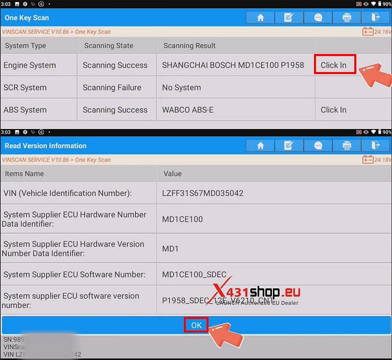 How to test if truck System Lamp are lit normally with LAUNCH X431