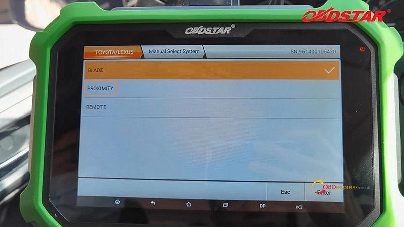 Program Toyota smart key AKL by OBDSTAR Key SIM & X300