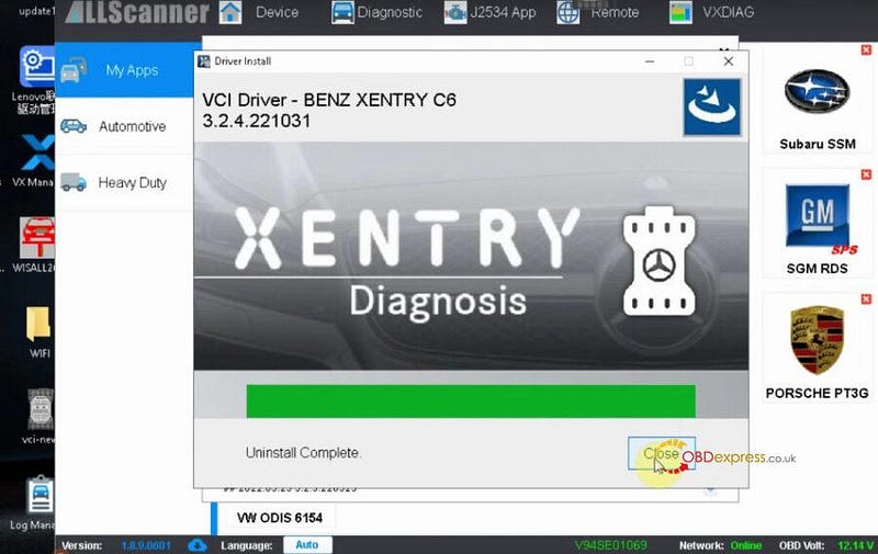Xentry 09.2022 を搭載した VXDIAG VCX SE で Benz W204 を診断