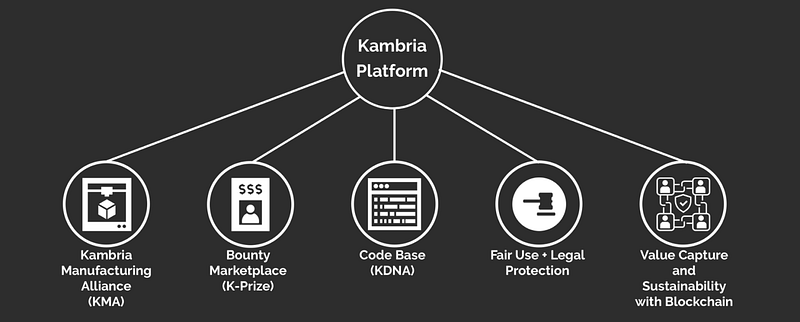 Diagram of Kambria's platform arms and product offerings. 