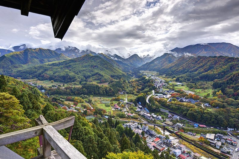 The view from the top of Yamagata Prefecture’s Yamadera temple complex