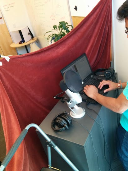 Photograph of the audio recording setup.