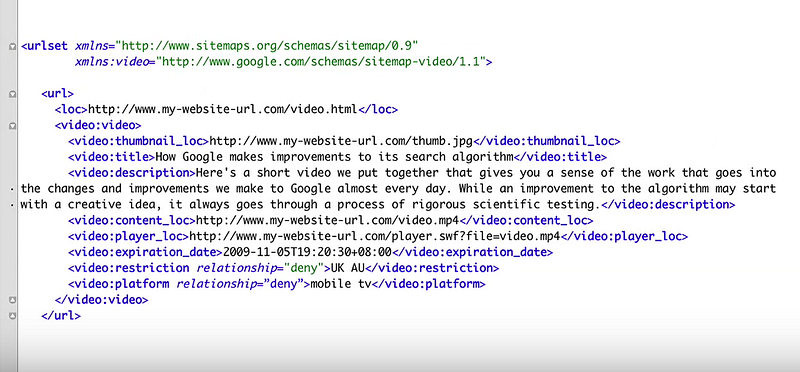 video sitemap 