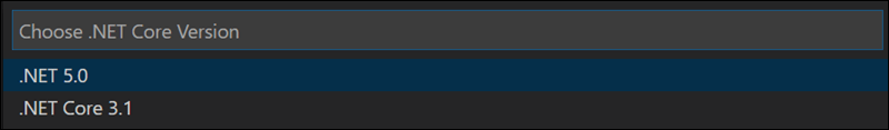 Select .NET 5.0