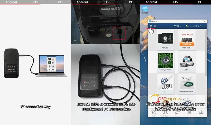 Yanhua Mini ACDP 2 を USB ケーブルで接続する