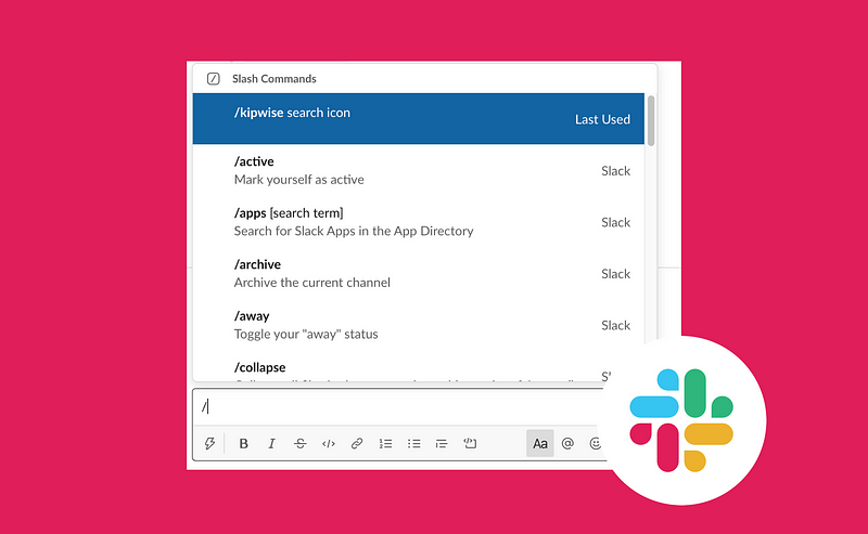 Slack slash command menu