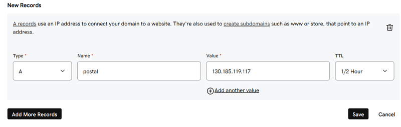 Domain mapping for email server.