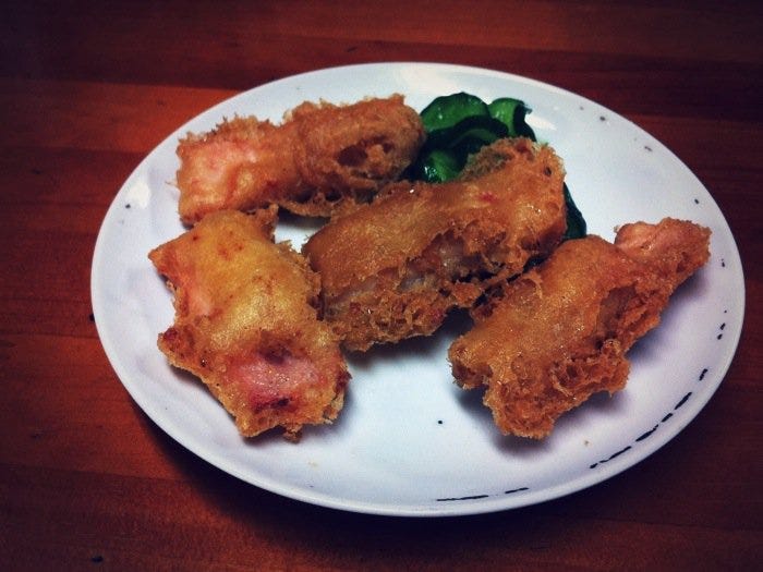 土魠魚用炸的。