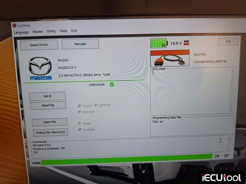 Foxflash Read and Write Mazda CX-5 Denso SH1K via OBD