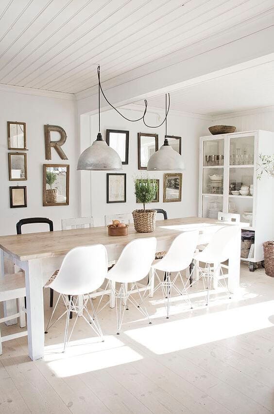 White Scandinavian dining room