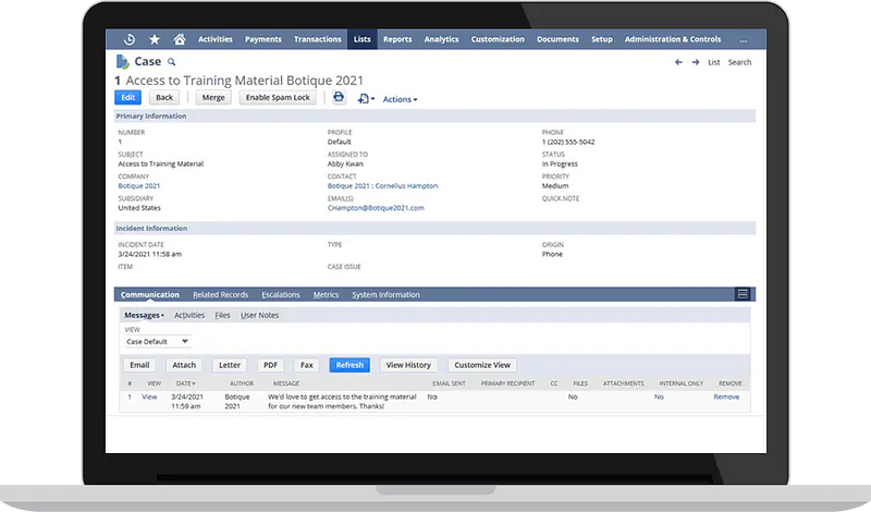 Oracle NetSuite Lists page — Manages Your Front-end and Back-end of Operations