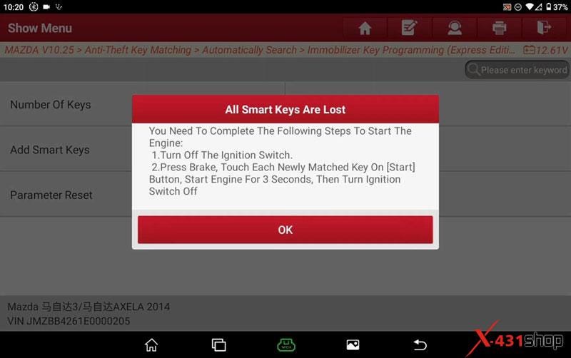 Launch X431 IMMO Plus Elite Program Mazda All Keys Lost