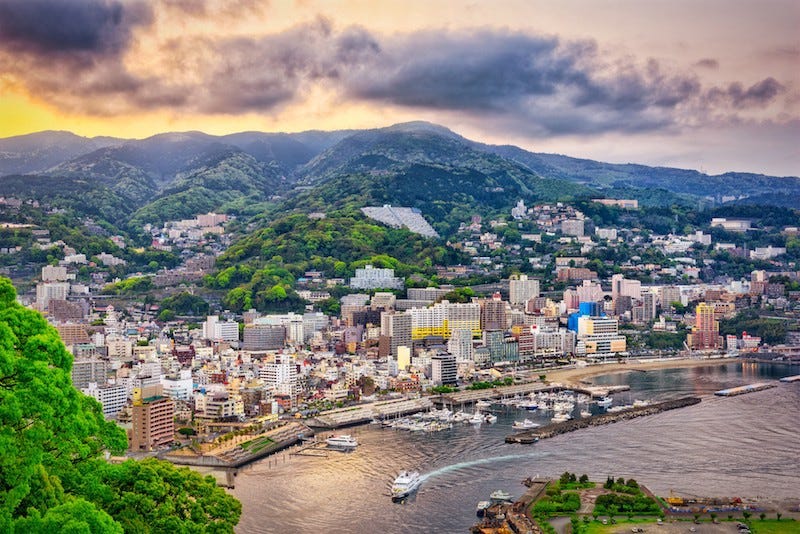 A panoramic view of Atami from the top of Atami Castle